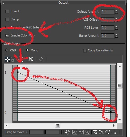Invert wind map using 3ds Max bitmap output color map
